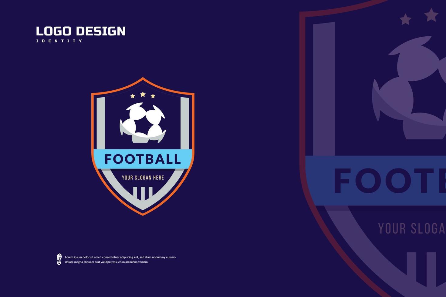 Fußball-Fußball-Abzeichen-Logo, Sportteam-Identitätsvektor. Vorlage für Fußballturniere, E-Sport-Abzeichen-Design vektor