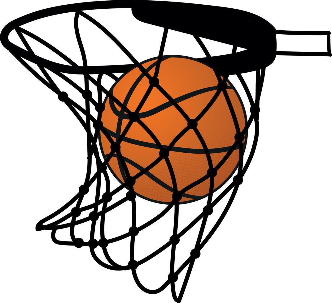 basketballnetz, basketballkorb, basketballtorillustration auf weißem hintergrund vektor