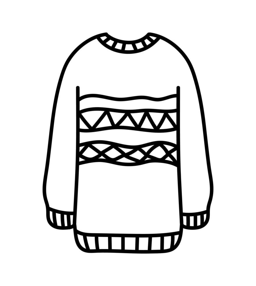 gemütlicher herbstgekritzelumrisspullover isoliert. handgezeichneter warmer Pullover. Vektor Herbst flache Illustration