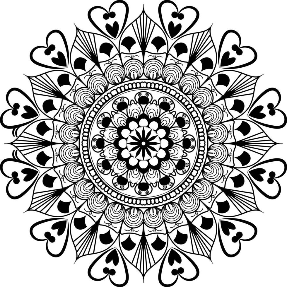 Mandala-Vektordesign, dekorative Mandala-Muster mit einzigartigem Design, dekoratives monochromes ethnisches Mandala-Muster. Anti-Stress-Malbuchseite für Erwachsene. handgezeichnete Abbildung vektor