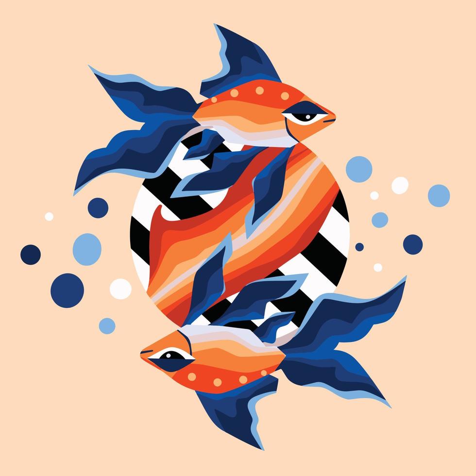 pisces zodiaken kubism illustration vektor