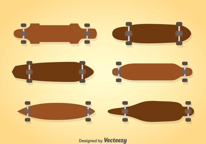 Holz Longboard Vektor Sets