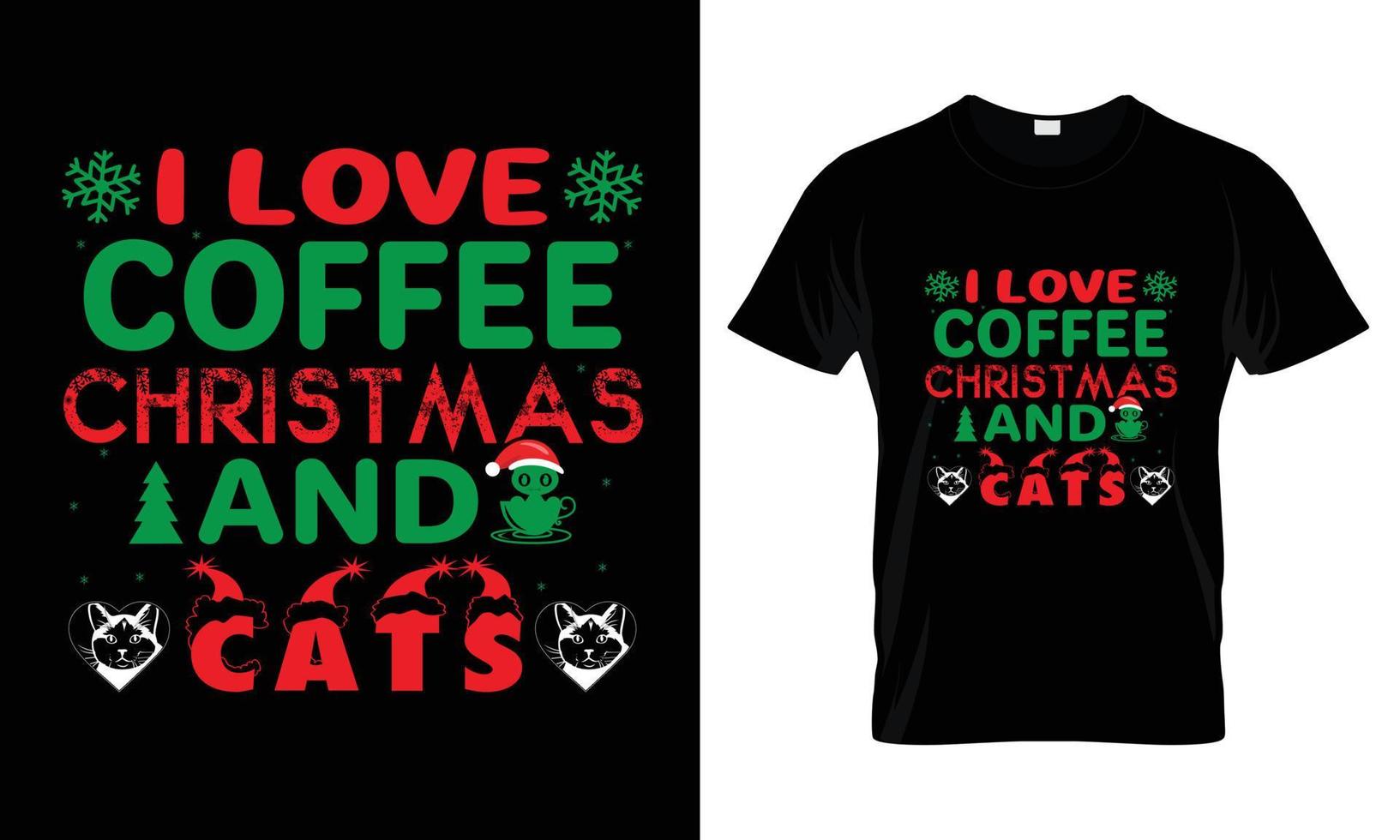 jag kärlek kaffe jul och katter t skjorta design vektor