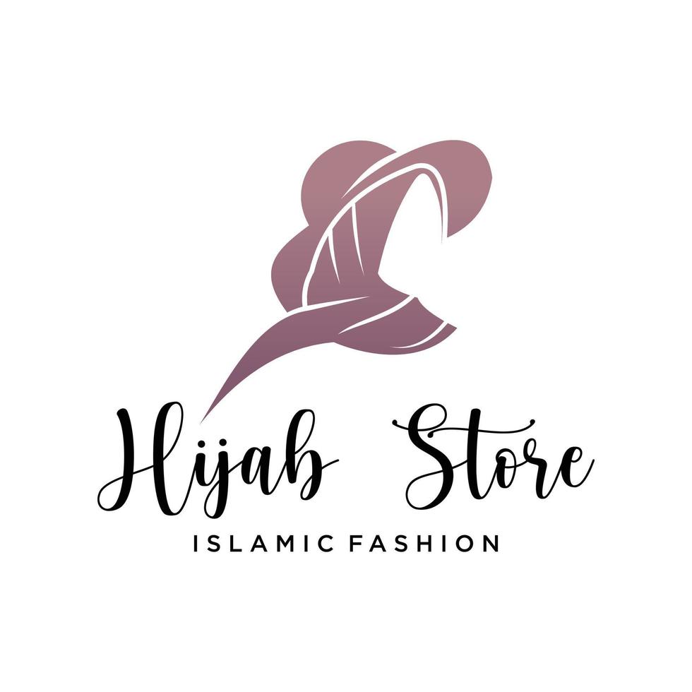 Hijab Damenmode-Logo-Design, muslimische Damenmode-Logo-Design, verschleierte Frauen, Damenschal vektor