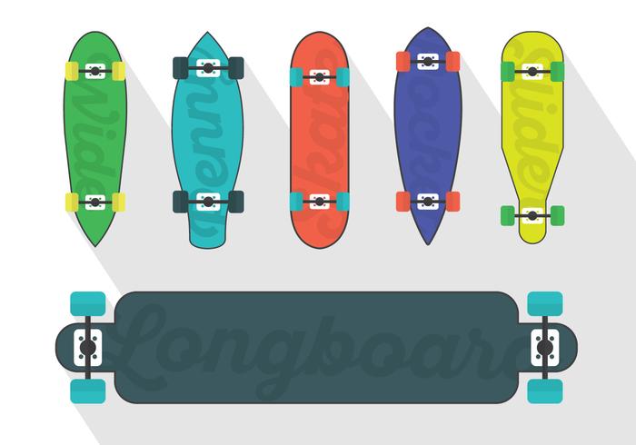 Vektor Set Of Longboard Illustrationer