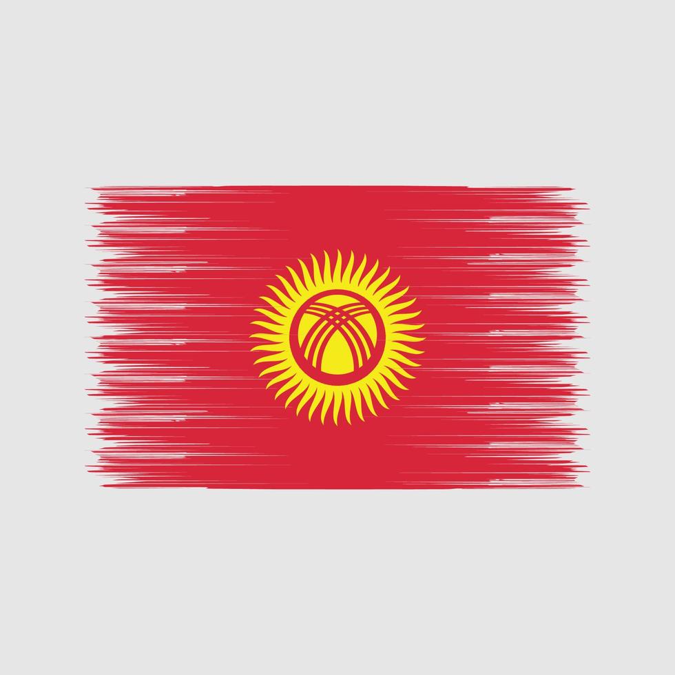 kirgizistans flagga borste. National flagga vektor
