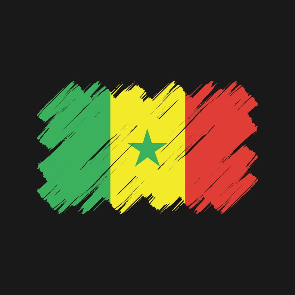 senegalska flaggan penseldrag. National flagga vektor