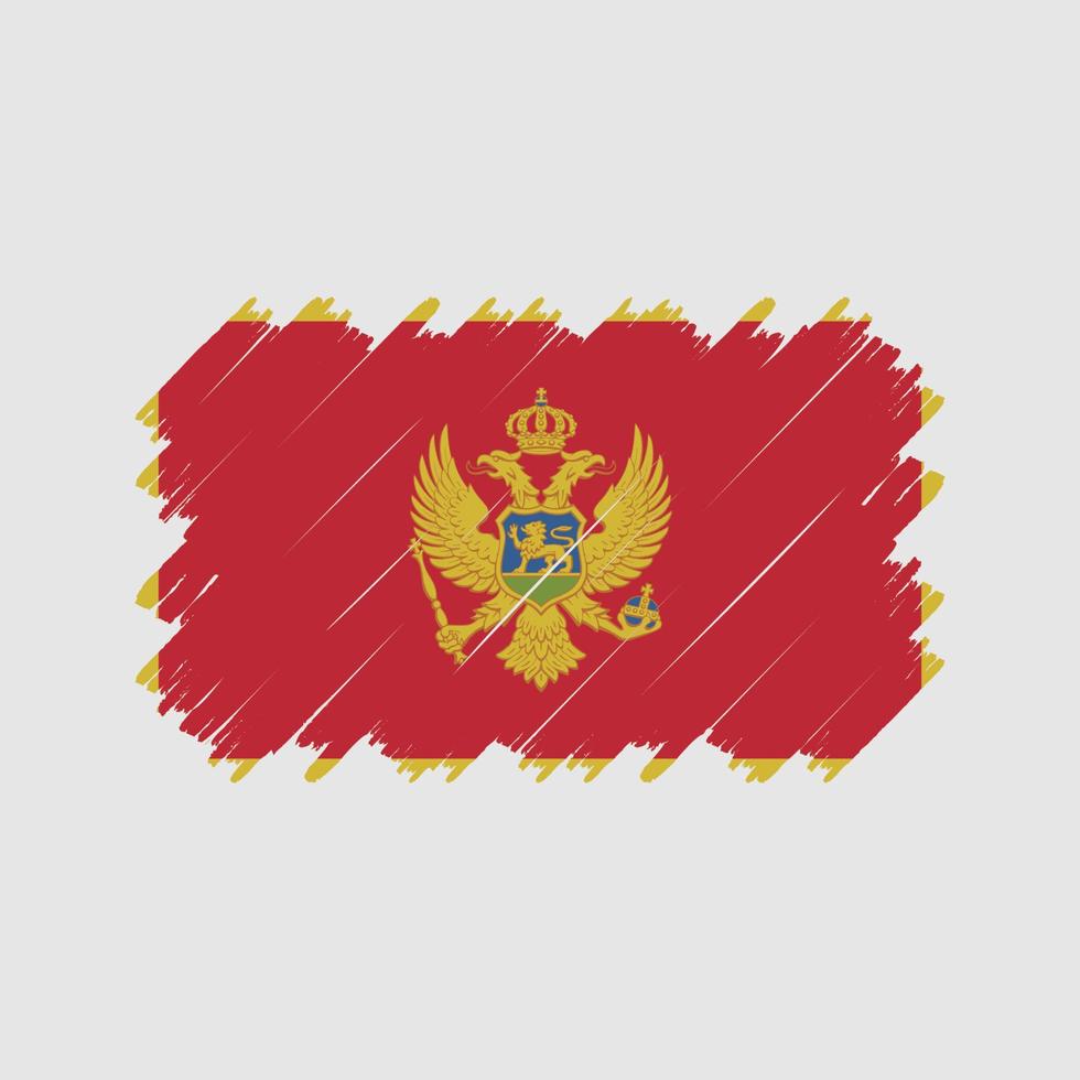 montenegro flagga borste vektor. National flagga vektor