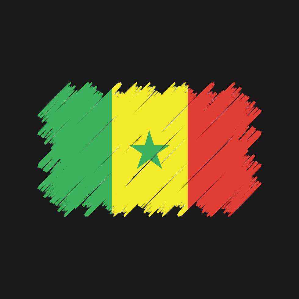 senegal flagga borste vektor. National flagga vektor