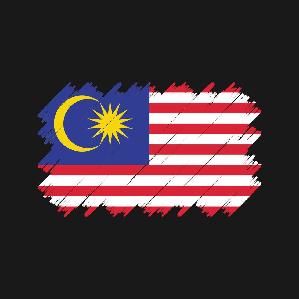 Pinselvektor der malaysischen Flagge. Nationalflagge vektor