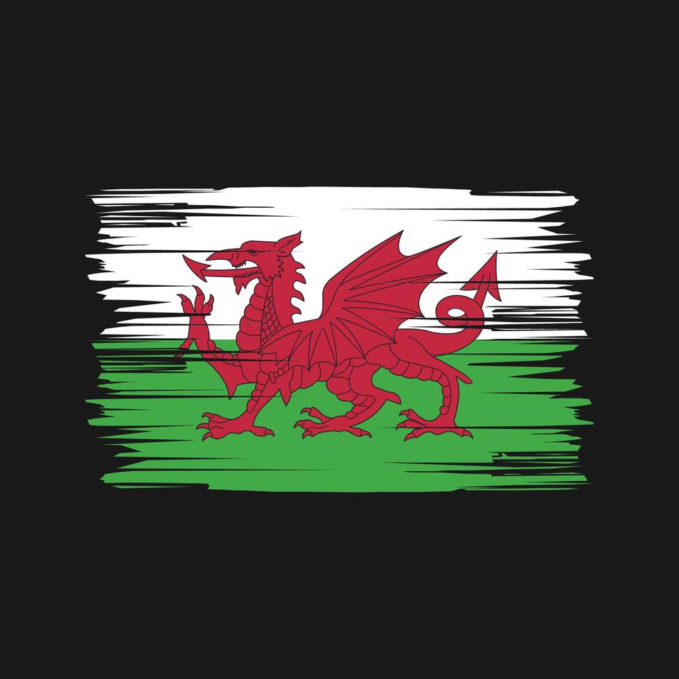 Pinselstriche der Wales-Flagge. Nationalflagge vektor