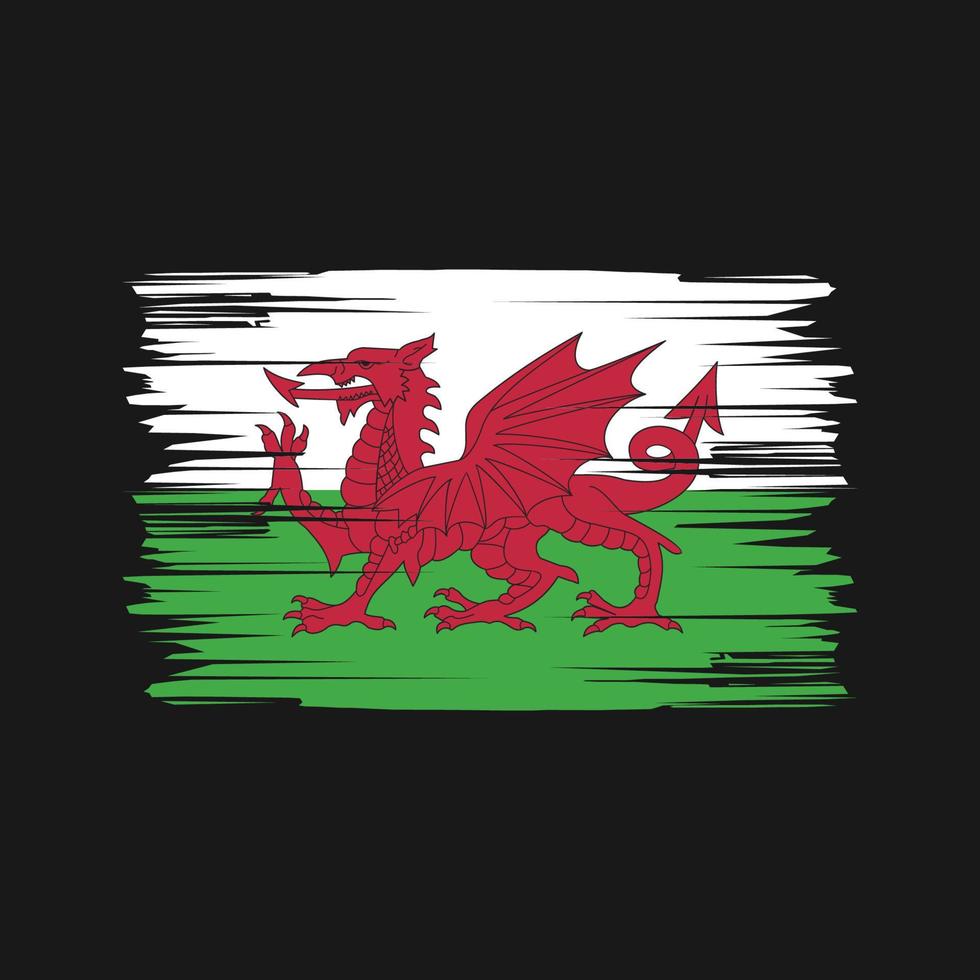 Wales flagga penseldrag. National flagga vektor