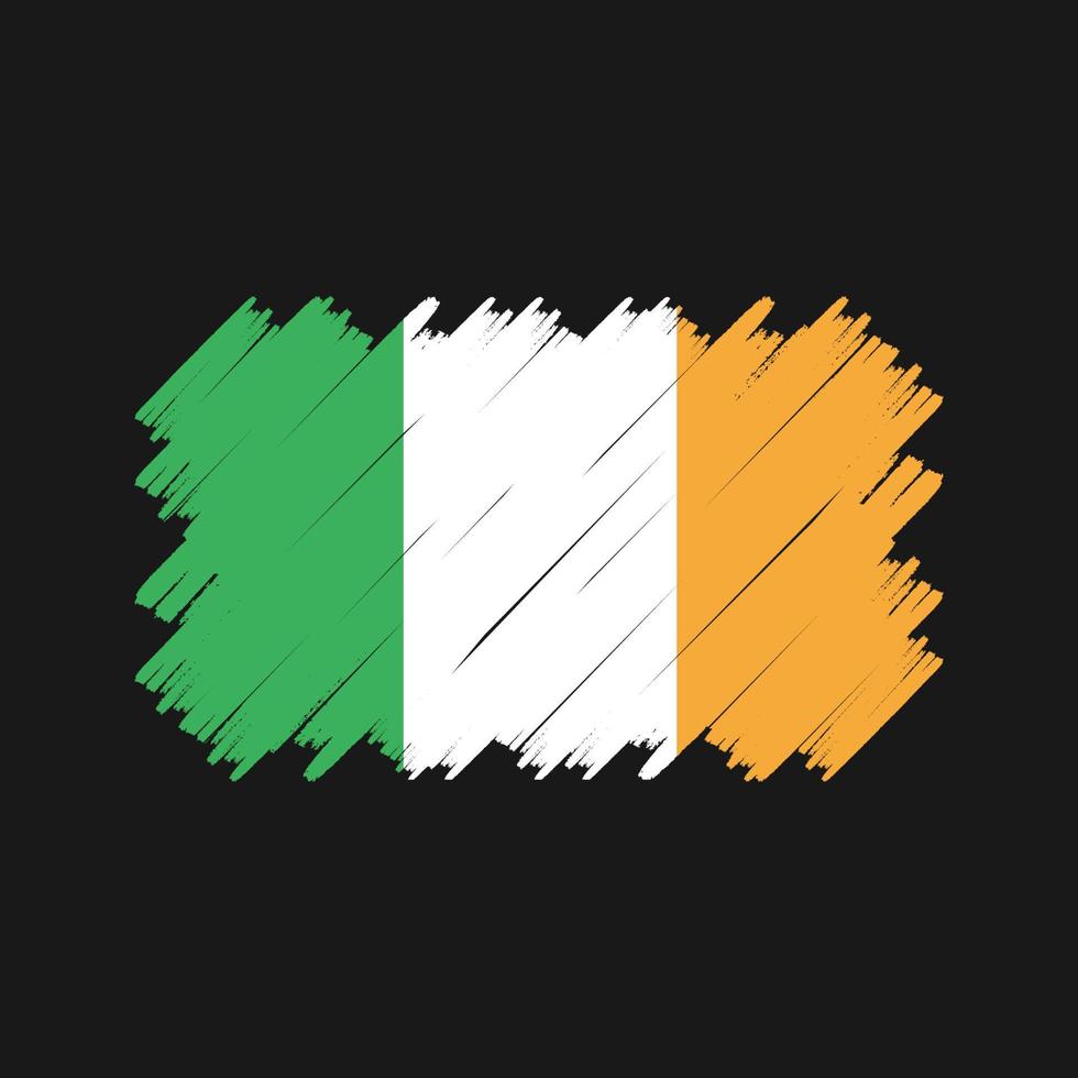 Pinselvektor mit Irland-Flagge. Nationalflagge vektor