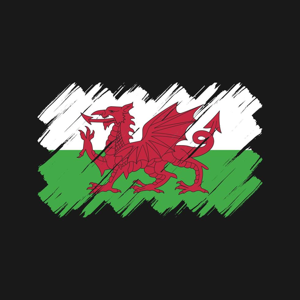 Wales flagga penseldrag. National flagga vektor