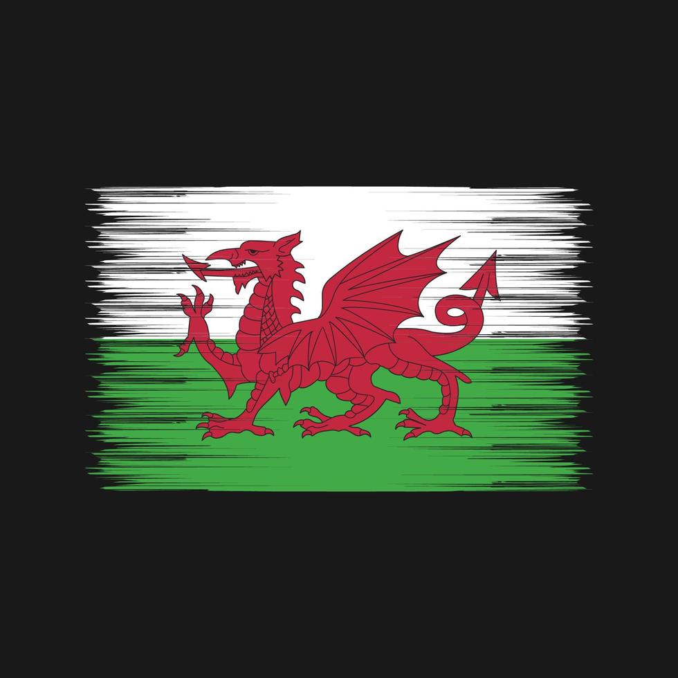 Wales flaggborste. National flagga vektor