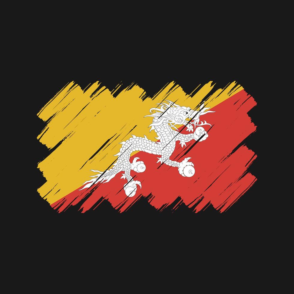 bhutan flagga penseldrag. National flagga vektor