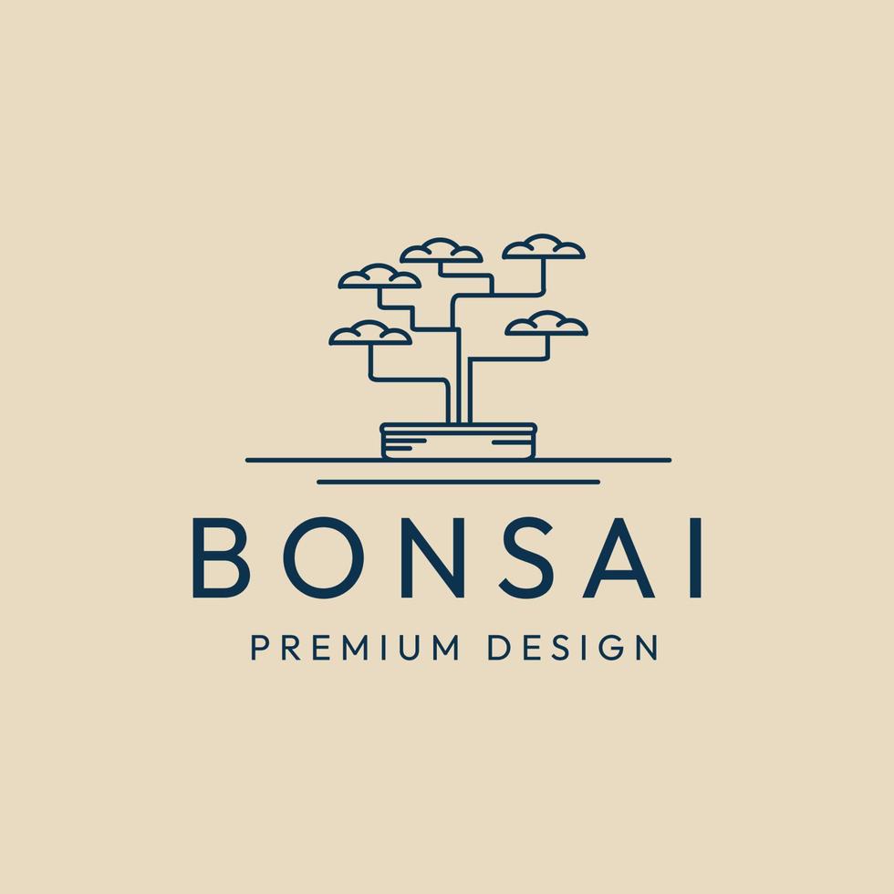 bonsai-linie kunstlogo, ikone und symbol, vektorillustrationsdesign vektor