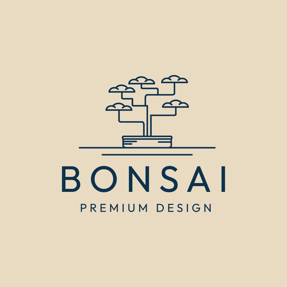 bonsai linje konst logotyp, ikon och symbol, vektor illustration design