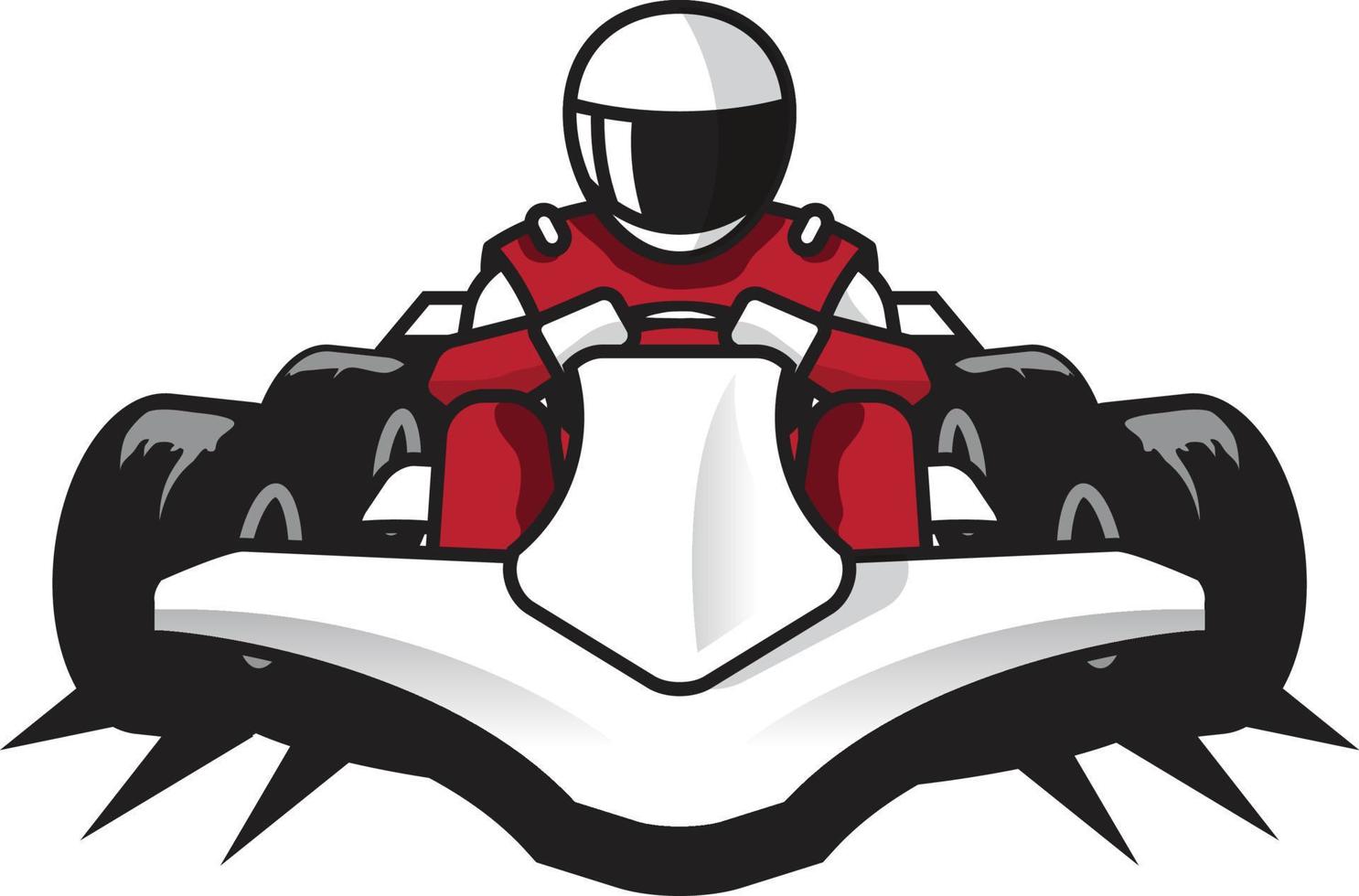 ein Go-Kart-Rennfahrer in rotem Anzug und Helm vektor