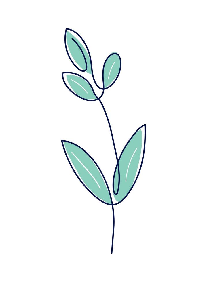 ett linje löv växt vektor