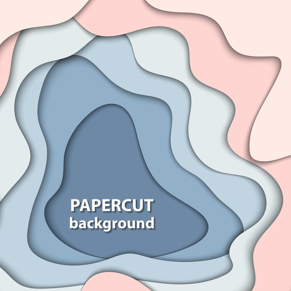 Vektorhintergrund mit pastellblauen und rosafarbenen Papierschnittformen. 3D abstrakter Papierkunststil, Design-Layout für Geschäftspräsentationen, Flyer, Poster, Drucke, Dekoration, Karten, Broschüren-Cover. vektor