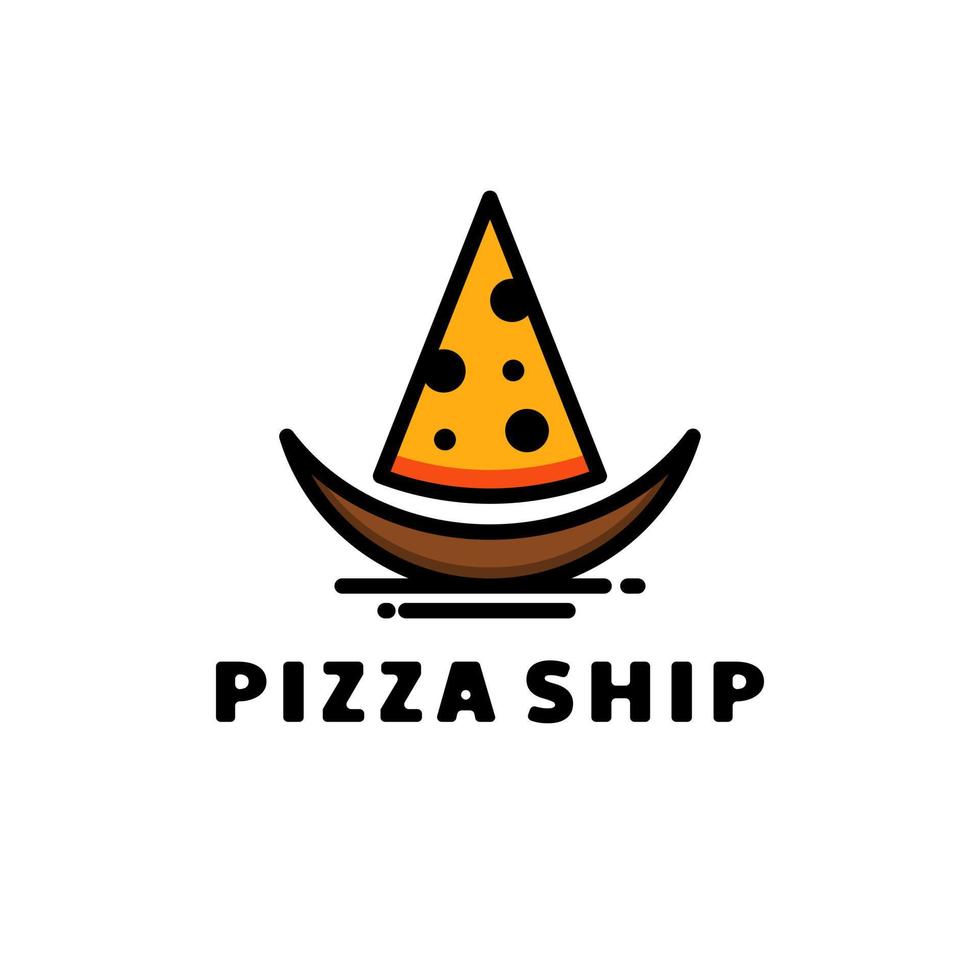 Pizza- und Schiffskombinationen, im Hintergrund weiß, Vektor-Logo-Design editierbar vektor