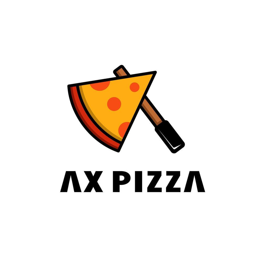 pizza och yxa kombinationer, i bakgrund vit ,vektor logotyp design redigerbar vektor