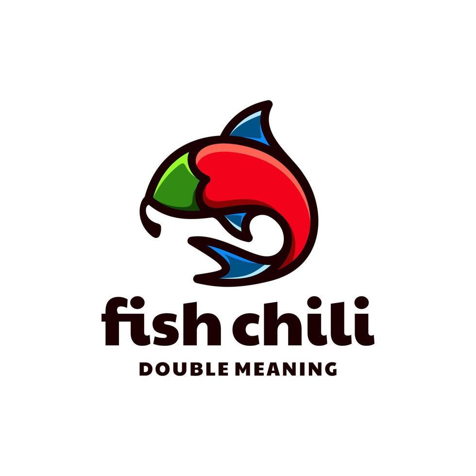 Chili- und Fisch-Thunfisch-Kombinationen, im Hintergrund weiß, Vektor-Logo-Design editierbar vektor