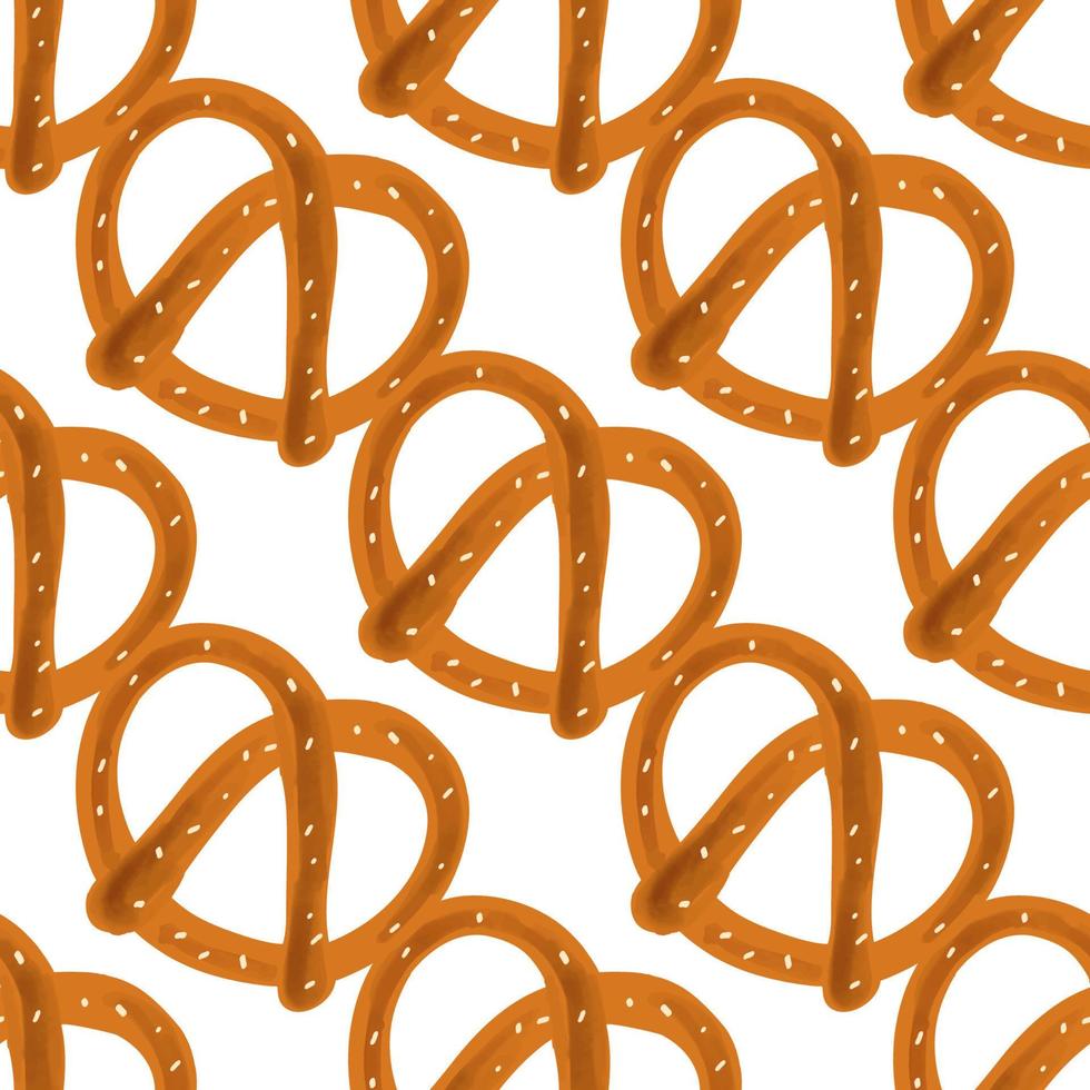 Nahtloses Muster mit traditioneller Snack-Brezel-Illustration auf weißem Hintergrund vektor
