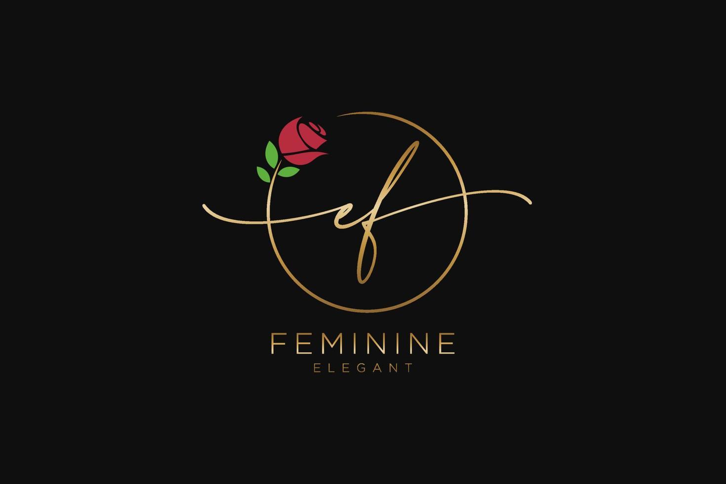 första ef feminin logotyp skönhet monogram och elegant logotyp design, handstil logotyp av första signatur, bröllop, mode, blommig och botanisk med kreativ mall. vektor