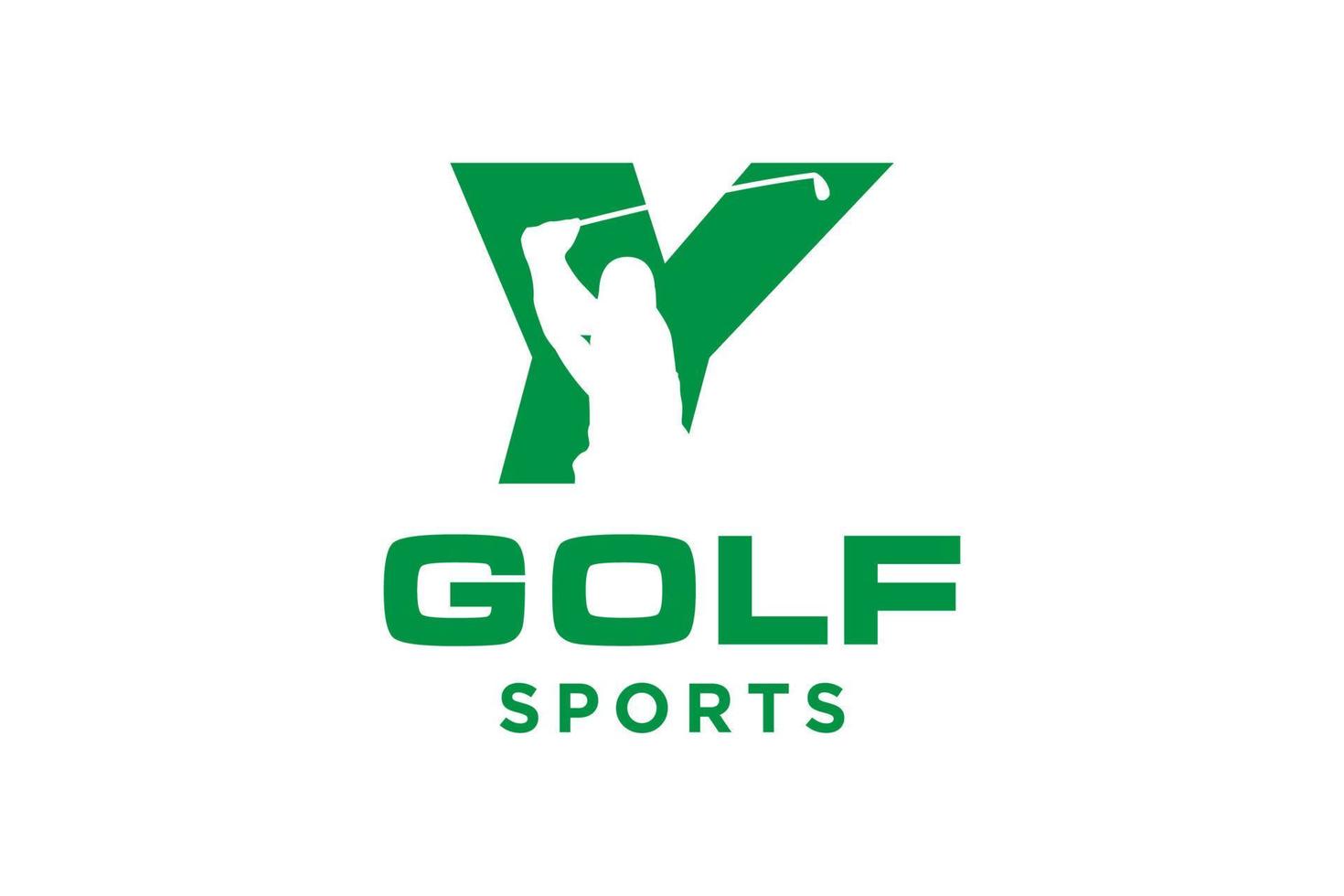 Alphabet-Buchstaben-Symbol-Logo y für Golf-Logo-Design-Vektorvorlage, Vektoretikett des Golfsports, Logo der Golfmeisterschaft, Illustration, kreative Ikone, Designkonzept vektor