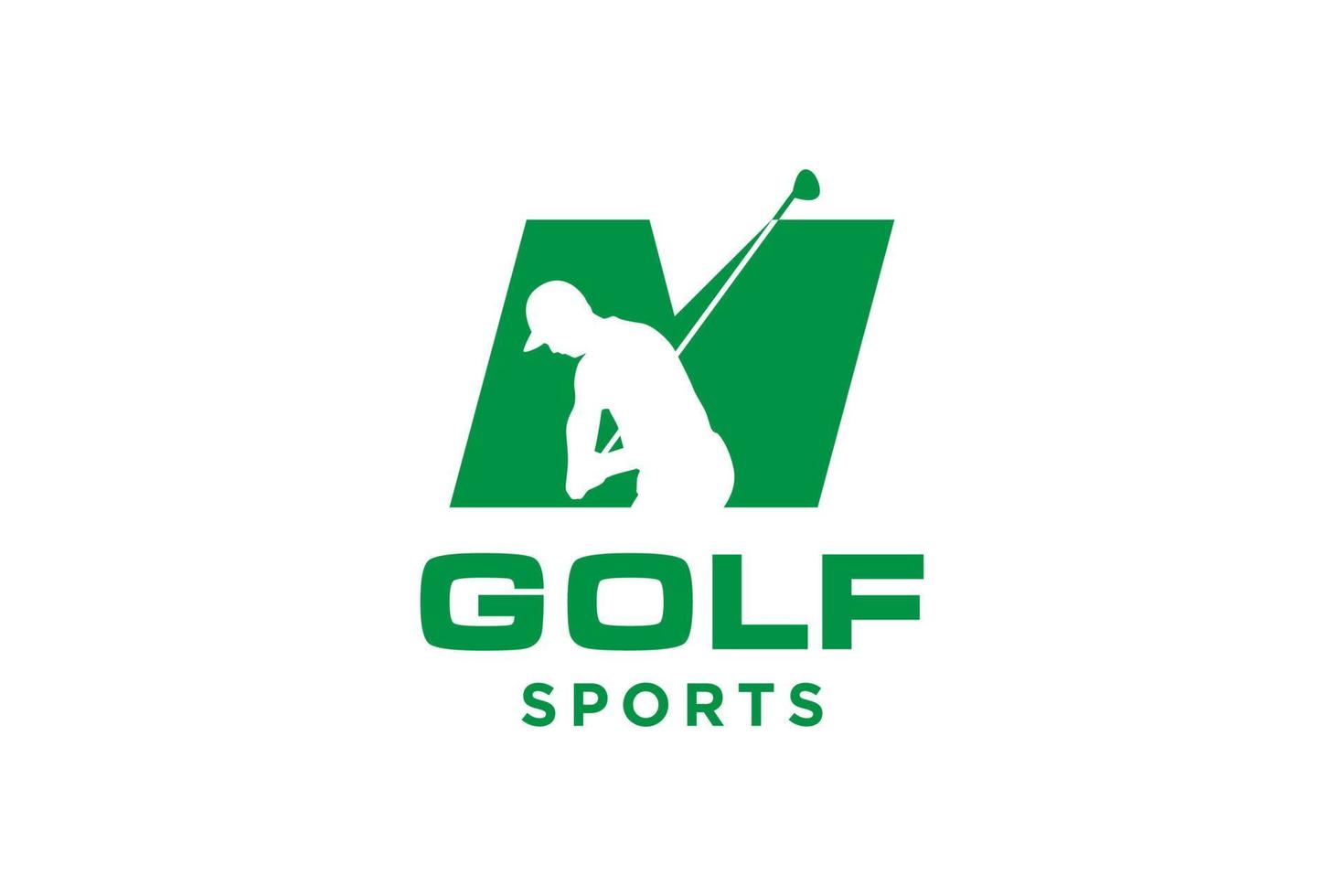 Alphabet-Buchstaben-Symbol-Logo m für Golf-Logo-Design-Vektorvorlage, Vektoretikett des Golfsports, Logo der Golfmeisterschaft, Illustration, kreatives Symbol, Designkonzept vektor