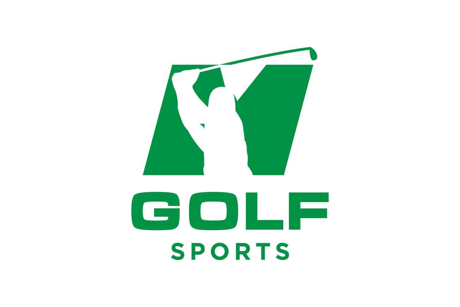 alfabetets bokstavsikon logotyp m för golflogodesign vektormall, vektoretikett för golf, logotyp för golfmästerskap, illustration, kreativ ikon, designkoncept vektor