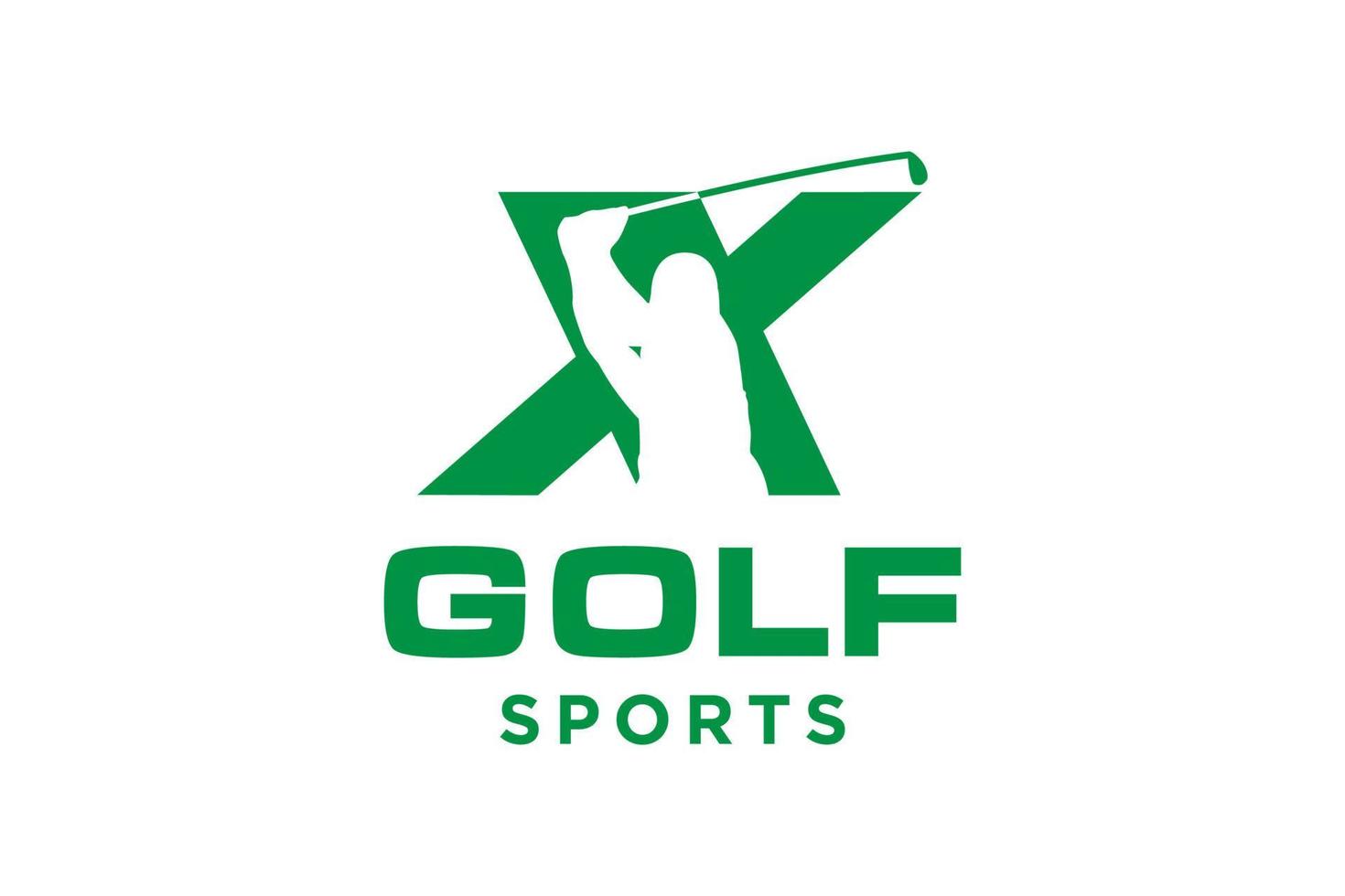 Alphabet-Buchstaben-Symbol-Logo x für Golf-Logo-Design-Vektorvorlage, Vektor-Etikett des Golfsports, Logo der Golf-Meisterschaft, Illustration, kreatives Symbol, Designkonzept vektor