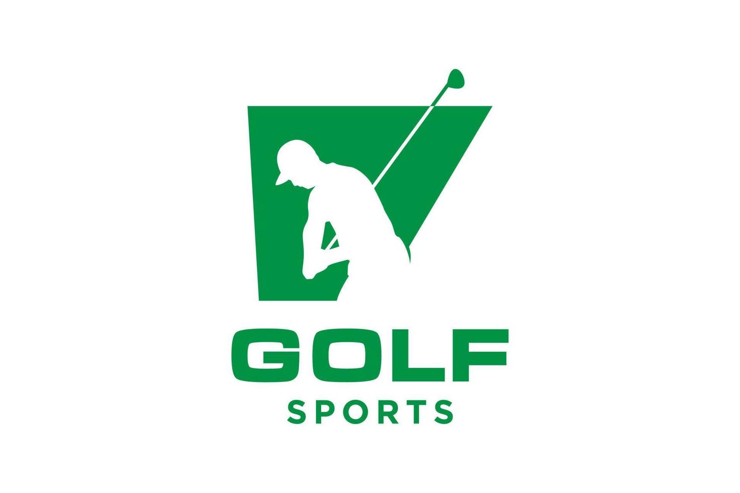 Alphabet-Buchstaben-Symbol-Logo v für Golf-Logo-Design-Vektorvorlage, Vektoretikett des Golfsports, Logo der Golfmeisterschaft, Illustration, kreatives Symbol, Designkonzept vektor