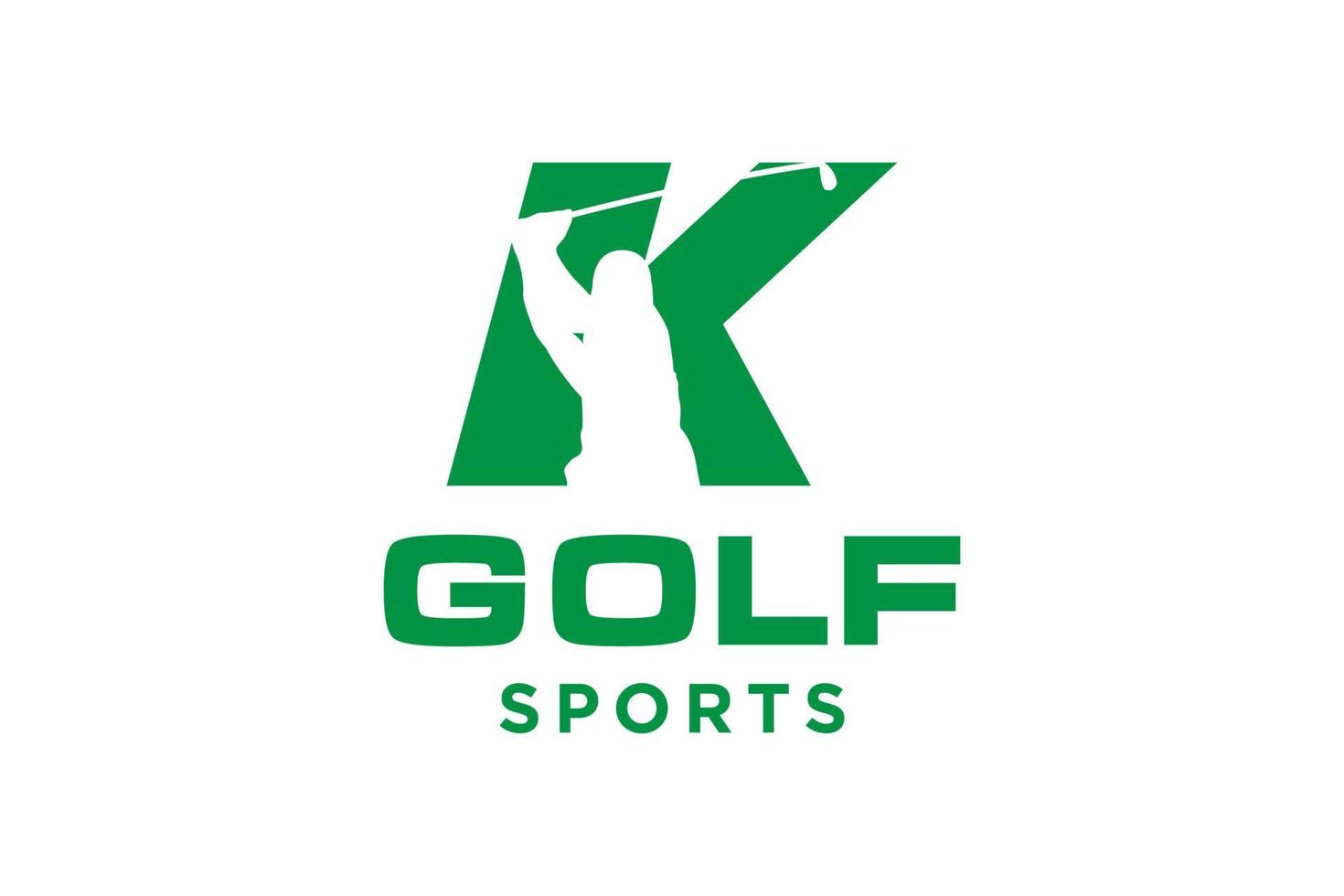 Alphabet-Buchstaben-Symbol-Logo k für Golf-Logo-Design-Vektorvorlage, Vektor-Label des Golfs, Logo der Golf-Meisterschaft, Illustration, kreatives Symbol, Design-Konzept vektor