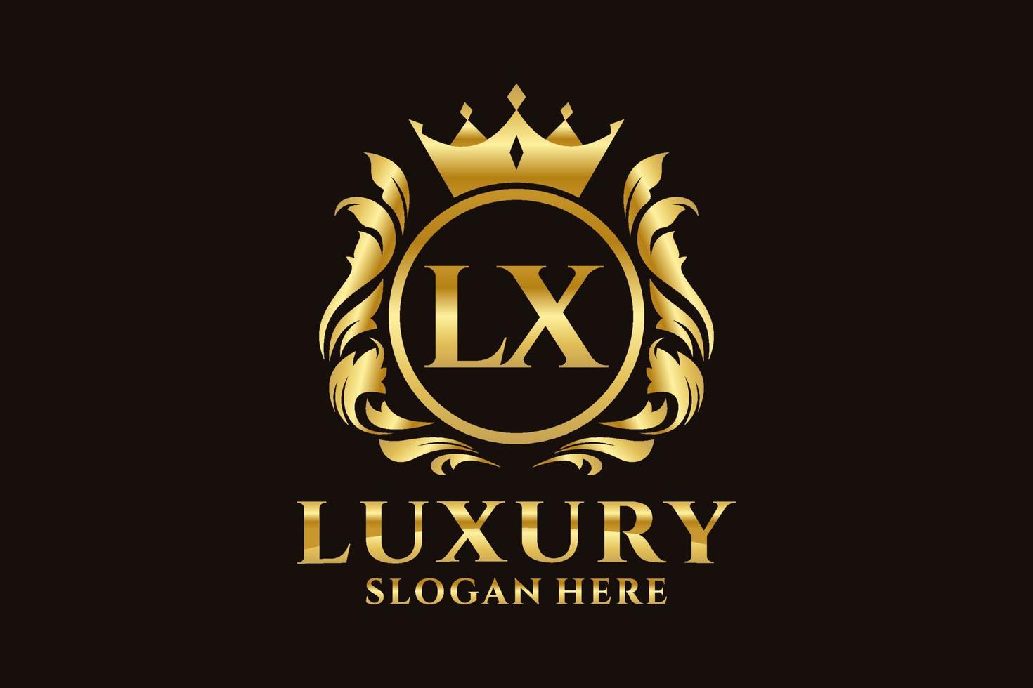 Royal Luxury Logo-Vorlage mit anfänglichem Lx-Buchstaben in Vektorgrafiken für luxuriöse Branding-Projekte und andere Vektorillustrationen. vektor