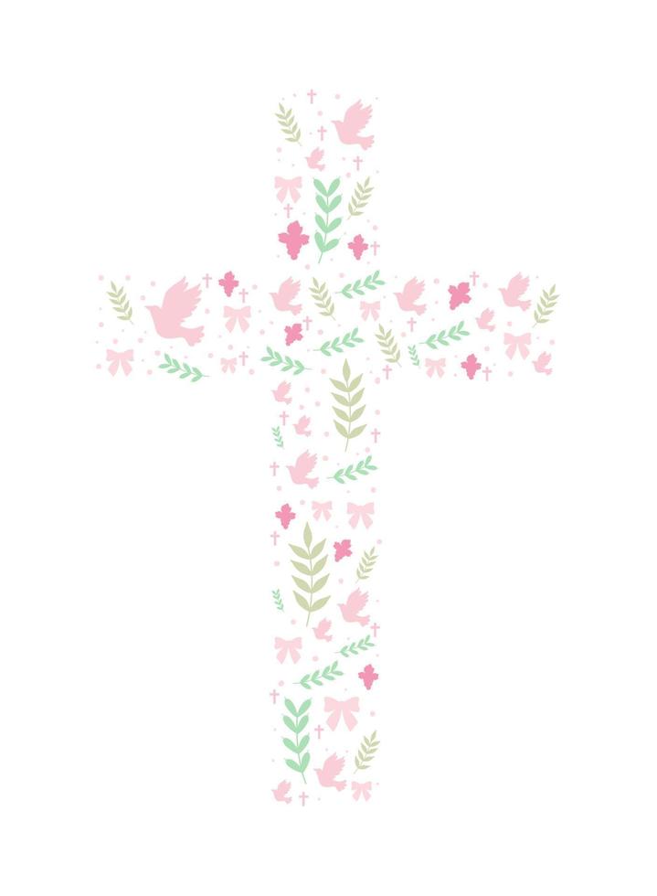 blommig kristen korsa vektor