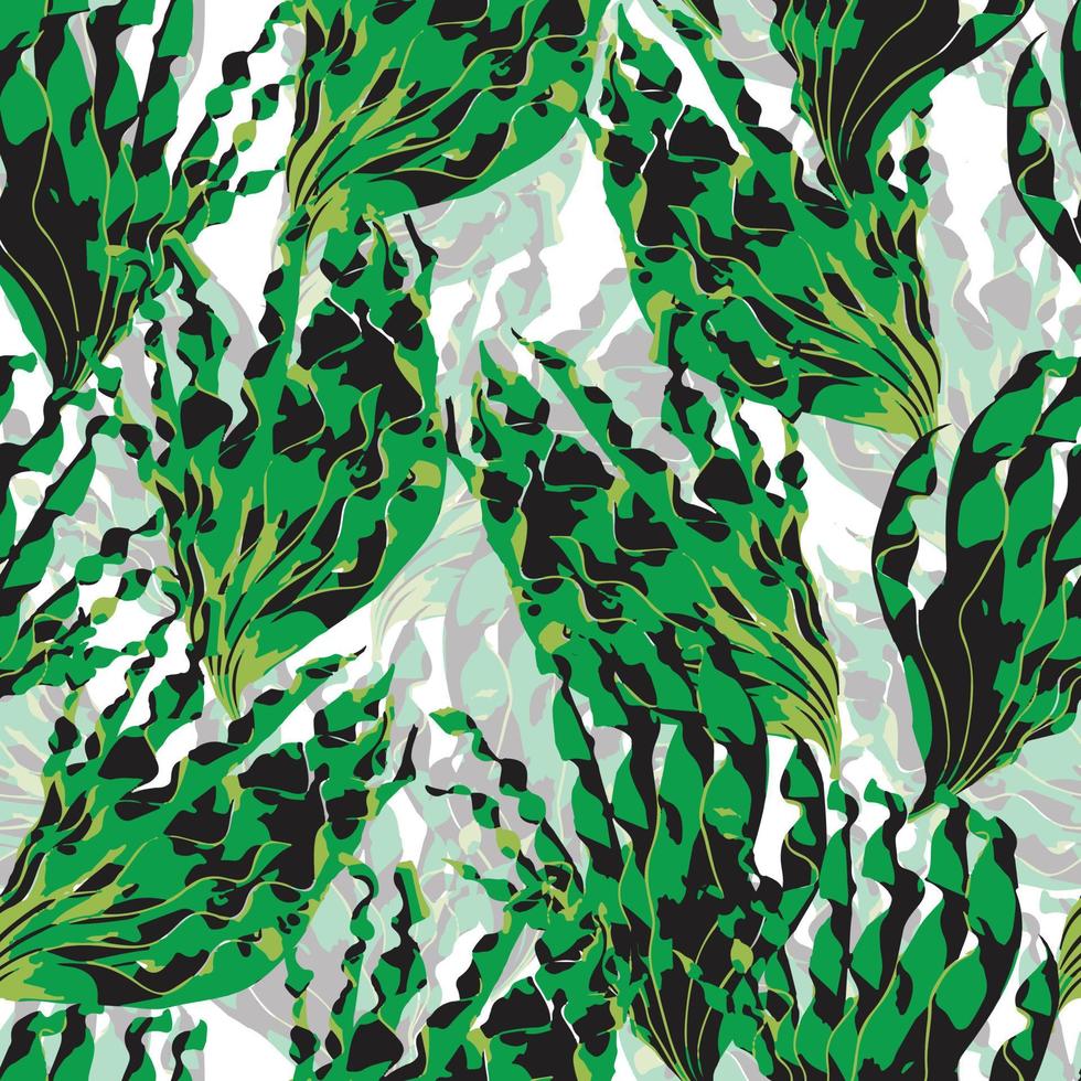 Nahtloser abstrakter grüner Blattmusterhintergrund wie eine Tarnung, eine Grußkarte oder ein Stoff vektor