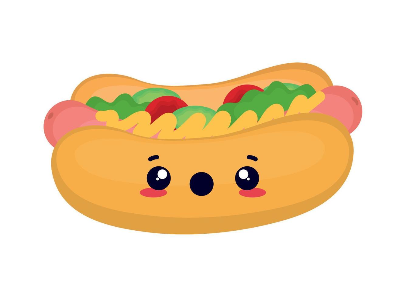 Hot-Dog-Essen kawaii vektor