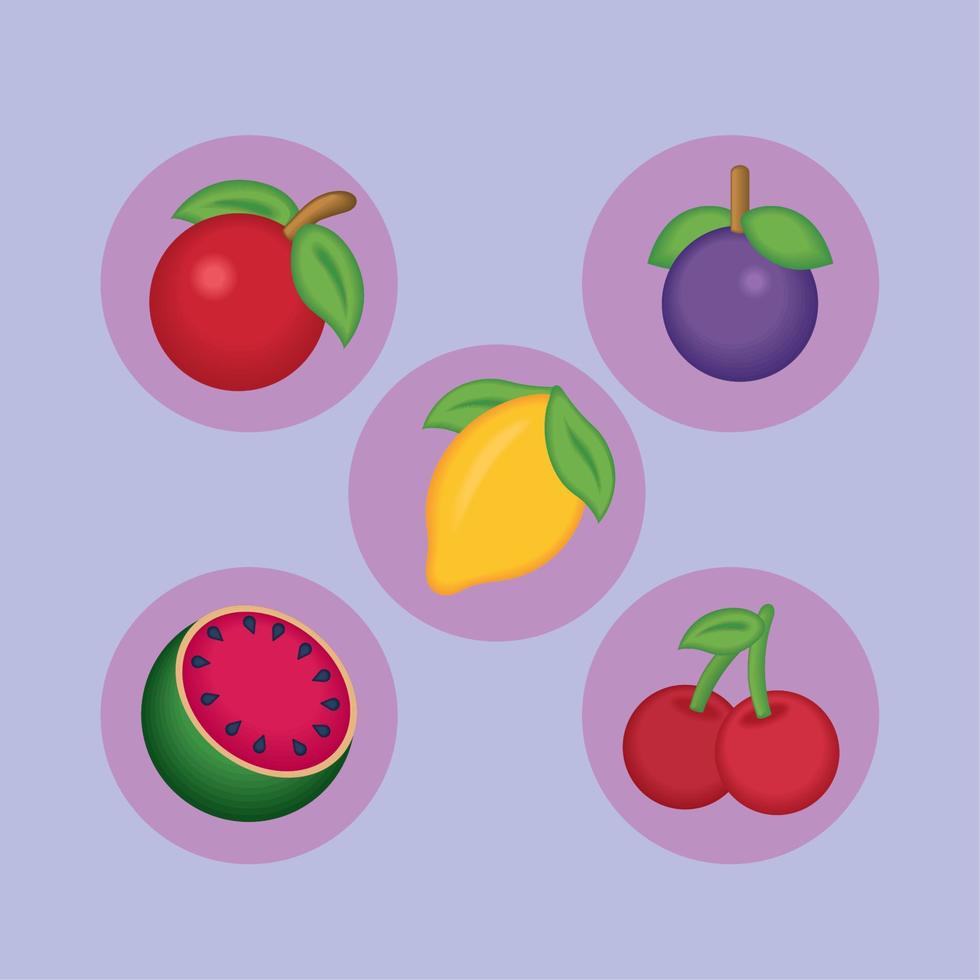 ikoner tropisk frukt vektor