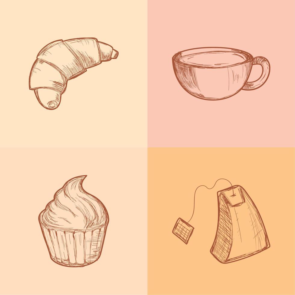 Sammlung von Kaffee-Doodle-Symbolen vektor