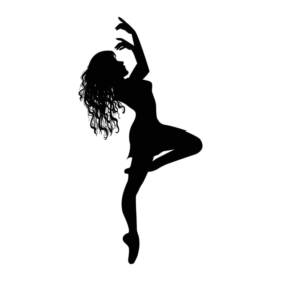 süße Mädchen Ballerina Silhouette Grafik vektor