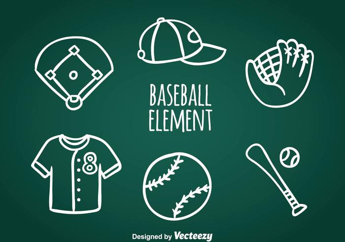 Baseball doodle ikoner vektor