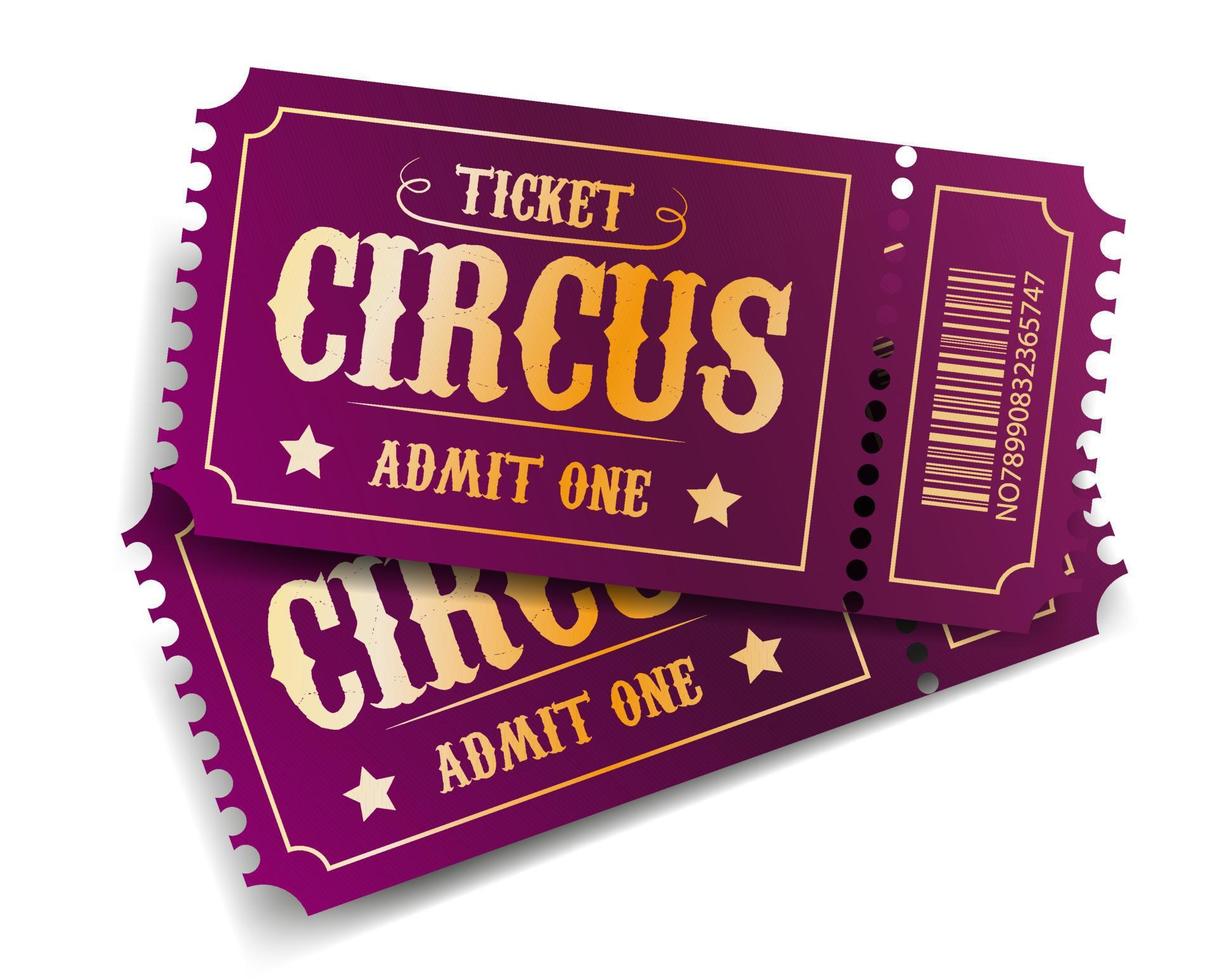 cirkus biljett. erkänna ett kupong nämna, koda och text element för konst festival och evenemang. magi show. vektor