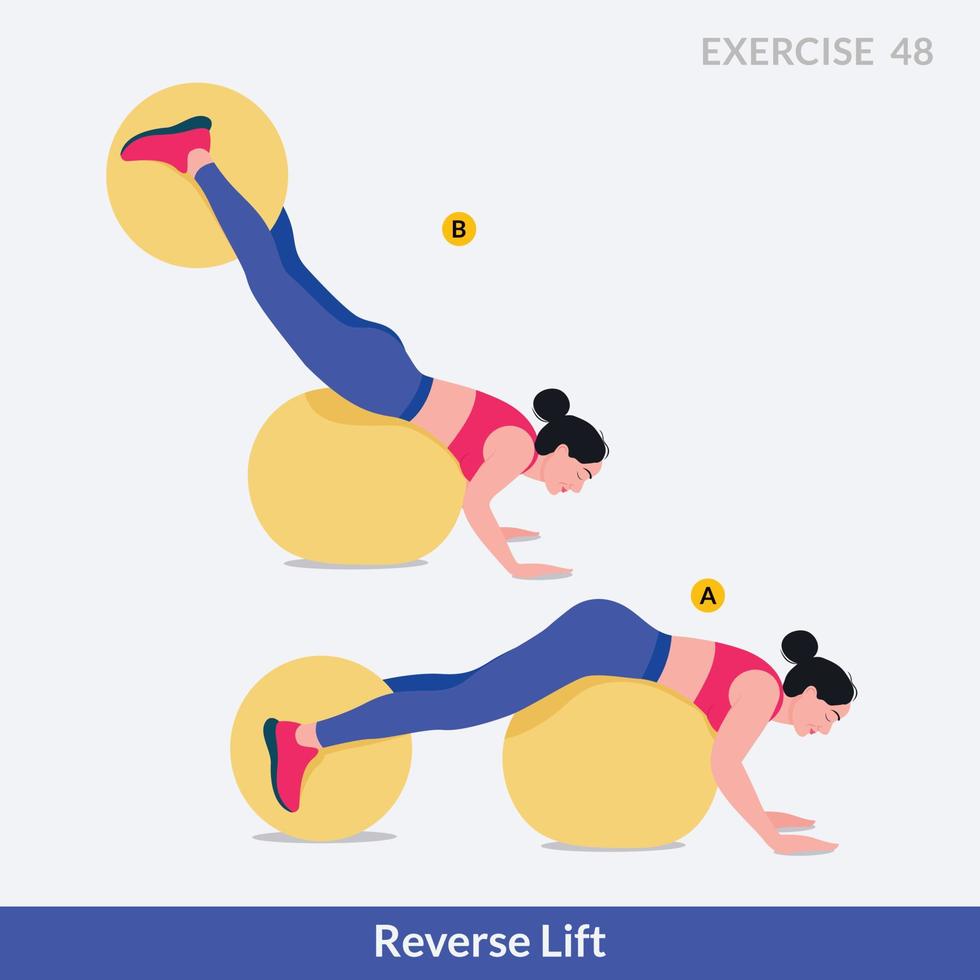 Reverse-Lift-Übung, Fitness für Frauen, Aerobic und Übungen. vektor