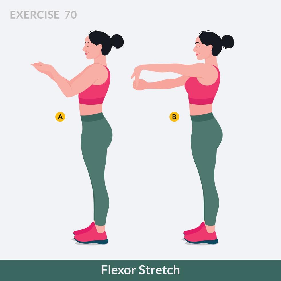 Beuger-Stretch-Übung, Fitness für Frauen, Aerobic und Übungen. vektor