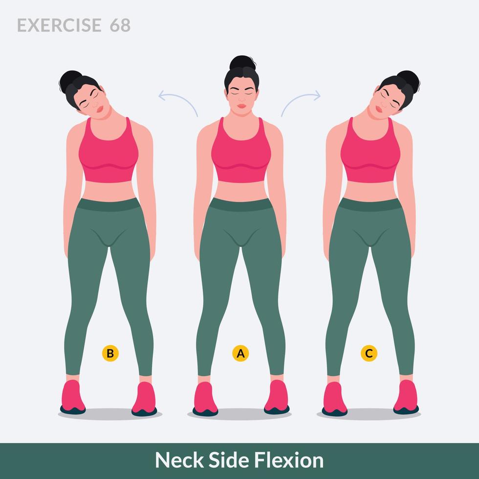 nacke sida böjning träning, kvinna träna kondition, aerob och övningar. vektor