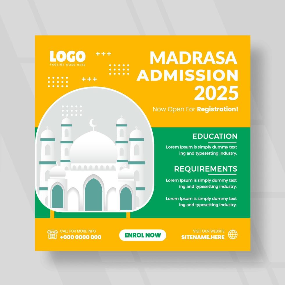 Social-Media-Vorlage für die Madrasa-Zulassung vektor