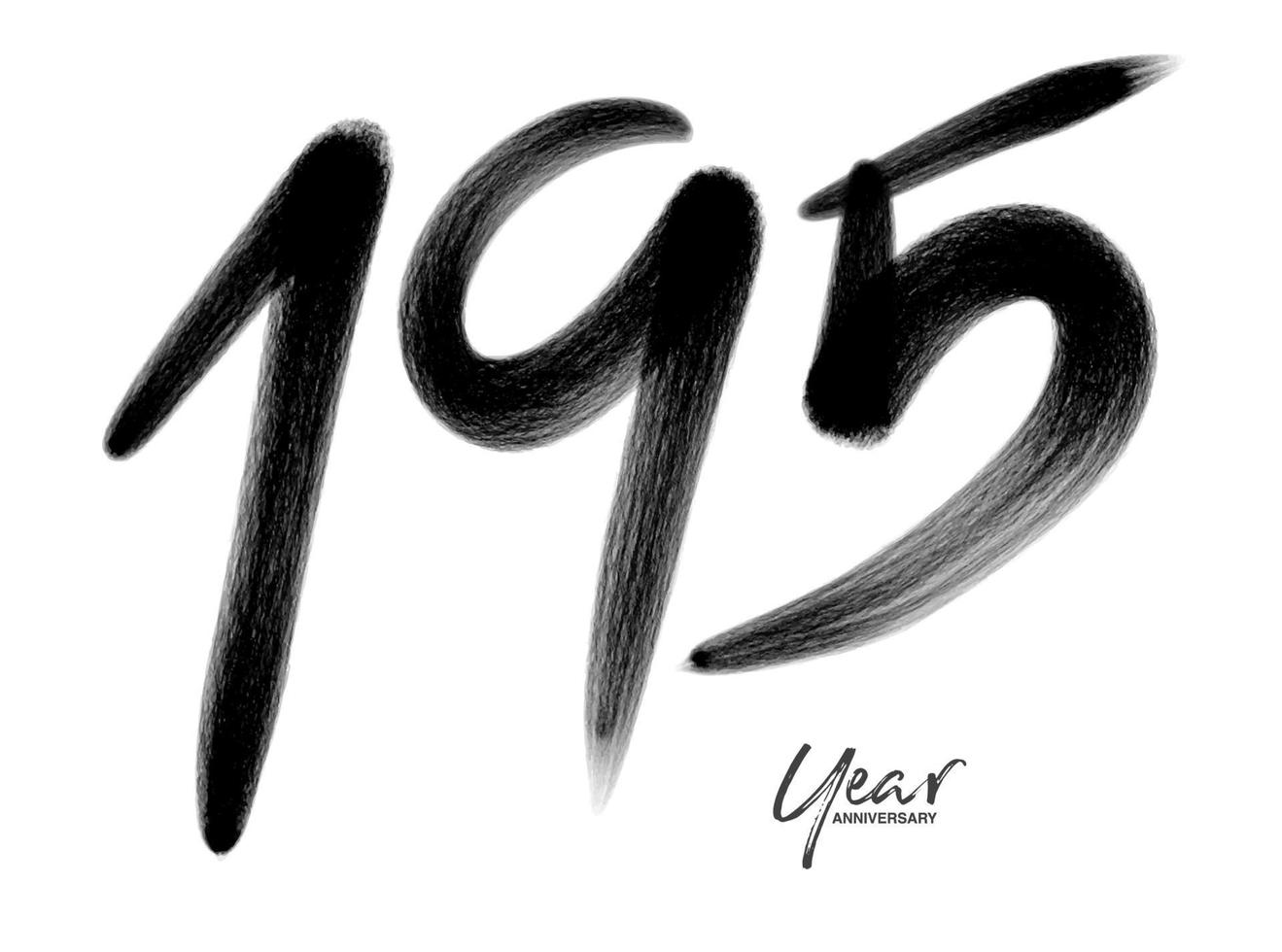 195 år årsdag firande vektor mall, 195 siffra logotyp design, 195:e födelsedag, svart text tal borsta teckning hand dragen skiss, siffra logotyp design vektor illustration